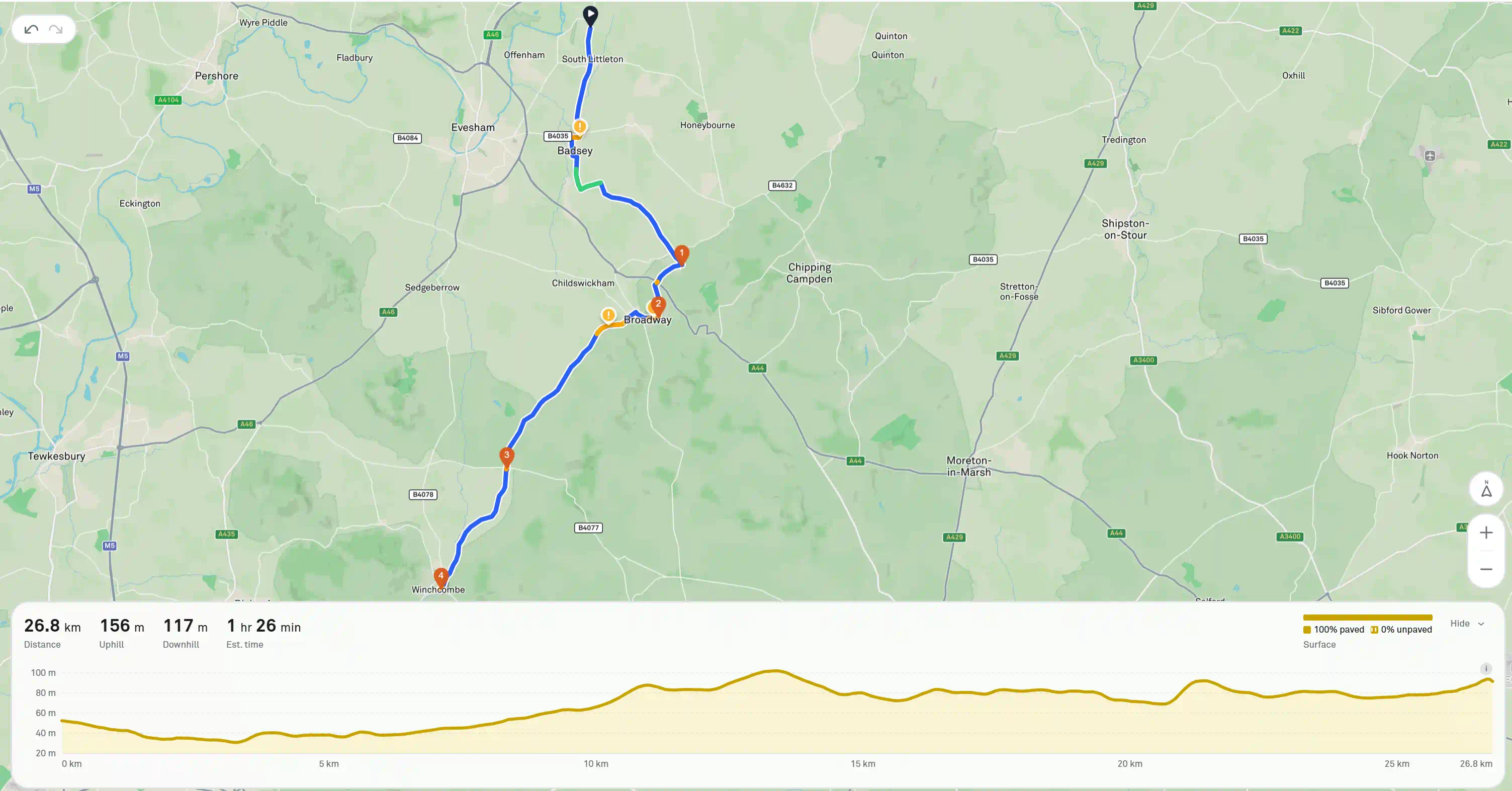 Winchcombe route map